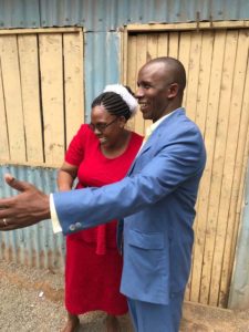 Pastor Job Makuu and wife greeting us Antioch Baptist Church Githurai District Nairobi Slums